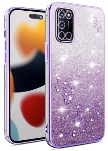 WOWUDI Glitzer Hülle für Oppo A52/A72 4G,Transparent Glitter Bling Handyhülle.Niedliche Glitzernde Schutzhülle,für Oppo A52/A72 4G.-Lila