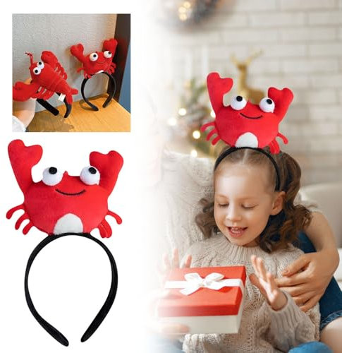 Serre-tête crabe avec homard, bandeau rouge pour femme, bandeau de fête pour femme, bandeau d'animaux marins pour costumade (B, 11,5)