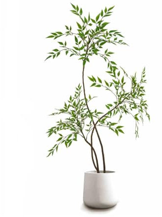 GSATREY Zimmerpflanzen Groß, Künstliche Pflanze Groß Mit Übertopf Deko, Kunst-Pflanze, Real Touch Grün, Kunstbaum Im Topf, Zimmerpflanze Mit Nandina Für Indoor, Outdoor, Grün