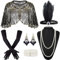 Amlisia 1920s Flapper Zubehör für Frauen, Great Gatsby Zubehör für Frauen Roaring 20s Zubehör 1920 Zubehör Frauen mit Pailletten Flapper Schal 1920s Kopfteil Perle Armband Halskette
