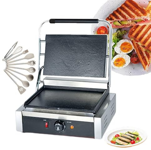 forplubossmmp Sandwichera Eléctrica 1800w / 2200w, Sandwichera Y Wafflera, Parrilla Antiadherente para Interiores, Parrilla Y Plancha, Control De Temperatura, 9 Utensilios De Cocina Incluidos,2200W