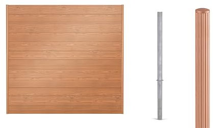 Alberts 500078 Zaunfeld-Set Palitio, zum Einbetonieren | Sichtschutzzaun in der Farbe Holzdekor hell | Zaunlänge 8 m | Zaunhöhe 1,8 m | für Profilhöhe 150 mm