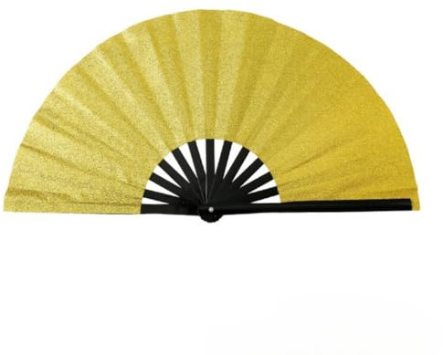 Glitter Large Folding Fan, Shiny Bamboo Handheld Folding Fan for Party Favors,10 Chinese Kung Fu Tai Chi Hand Fans for Festival Rave Dancing, Double-sided Plastic Bone Handheld Fans Wedding Birthday
