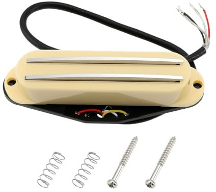Create idea Humbucker Tonabnehmer High Output E-Gitarre Tonabnehmer 9K Ohm Kompatibel mit Fender Squier Strat, Cremegelb