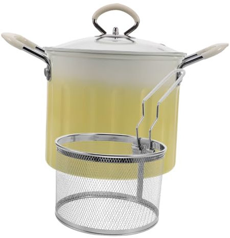 Hemobllo Marmite De Friteuse à Tempura Japonaise Avec Panier-filtre Et Couvercle Pour Cuisson De Fruits De Mer Et Frites Compatible Induction Et Gaz