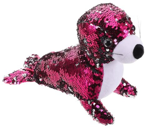 SOPOTUTU Robbenpuppe Dekorativer Meerjungfrauen-Paillettenplüsch Meerjungfrau-Pailletten-Plüschlöwe Kuscheltiere für Teenager Spielzeugtiere Figuren Meereskreatur Plüsch kurzer Plüsch Rosig