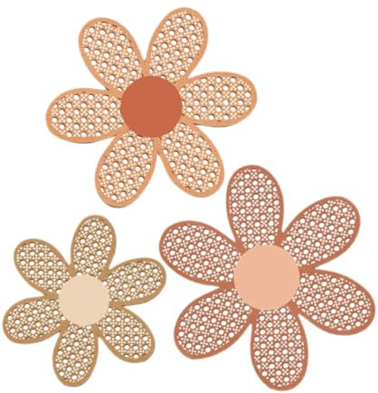 JECOMPRIS 3 Piezas Decoración de Pared Bohemia Madera con Flores Rústica para Sala y Dormitorio Adornos Elegantes de Pared para Decorar Hogar