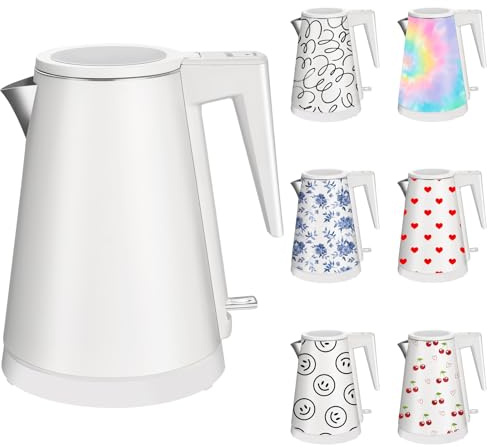YENTEN 1,2L Kabelloser Edelstahl Wasserkocher – BPA-frei, 1000W Schnellkochender Teekocher, Metall Design, Ideal für Zuhause (Weiß)