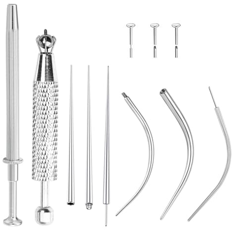 Cokoozoo Lot de 8 outils de piercing pour boule de perçage, outil d'application de boucles d'oreilles à dos plat, outils de perçage pour changer de bijoux, kit de piercing de nez avec pince à boule