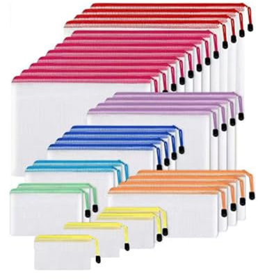NONDK 32Piece Mesh Zipper Pouch Bags As Shown PVC for Organization for Travel, Office Supplies