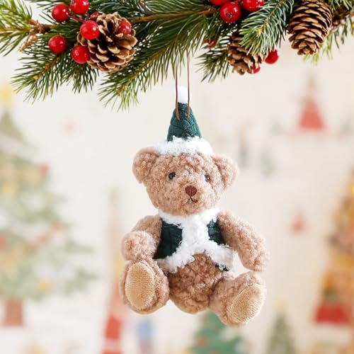 Weihnachtsbaumschmuck, Weihnachtsbaum Deko, Weihnachten Teddybär Anhänger Christbaumschmuck Christmas Tree Decorations, Weihnachtsbär Weihnachtsschmuck zum Aufhängen für Tannenbaum Kamin