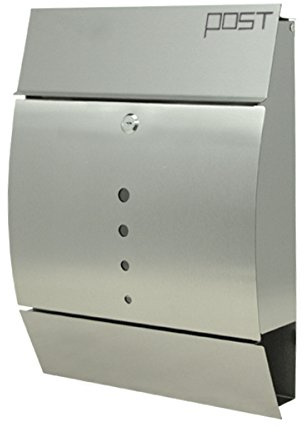 Briefkasten Edelstahl Wandbriefkasten inkl. Zeitungsfach - wetterfest - Schöne Optik - Designer Briefkasten