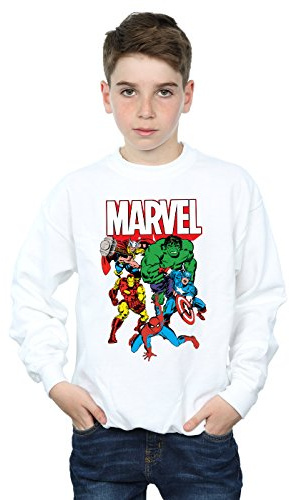 Marvel Boys Hero Group Sweatshirt White 5-6 Years