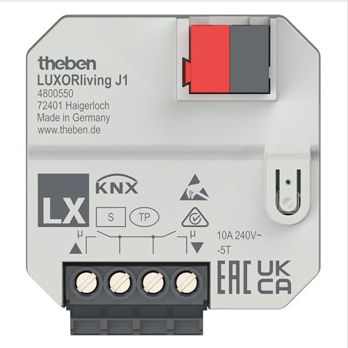 Theben 4800550 LUXORliving J1 I 1-fach UP-Jalousieaktor LUXORliving I Steuern von Jalousien, Rollladen, Markisen, Dachluken Lüftungsklappen I Für KNX Smart Home-System LUXORliving