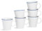 Nicola Spring Farmhouse Coffee Mugs Set of 6-350ml Large White Porcelain Cups with Blue Rims - Rustic Country Style Latte Tea Mugs - Microwave & Dishwasher Safe
