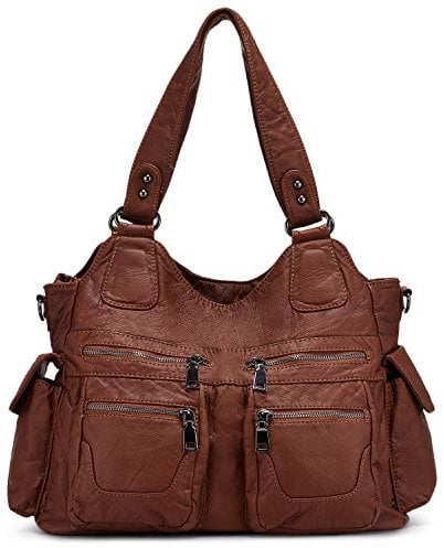BAIGIO Damen Handtasche Vintage Tasche Leder Umhängetasche groß Hobo Schultertaschen Y2K Damen Cross Body Top-Griff Geldborse fur Frauen mit Abnehmbarem Schultergurt