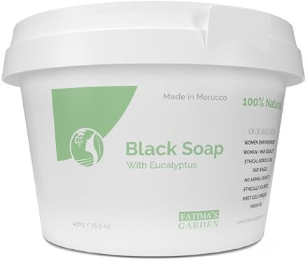 Fatima's Garden Eukalyptus Schwarze Seife - Reinigender Reiniger, 450g