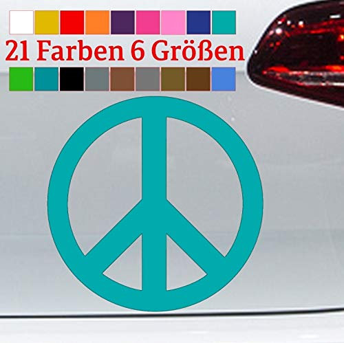 generisch Peace Aufkleber Friedens Zeichen Sticker Punk 80er Hippie Flower Power Vinyl JDM in 6 Größen und 21 Farben
