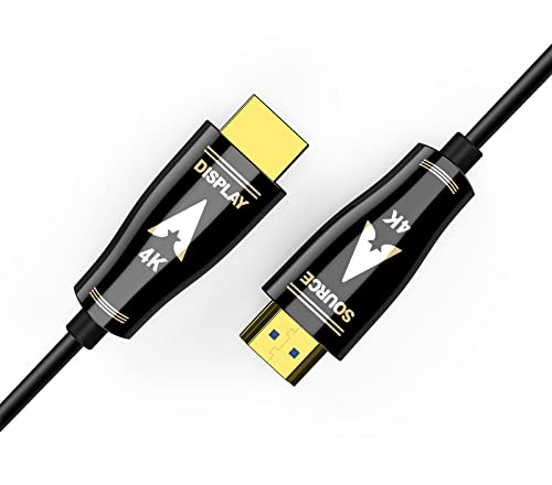 HDMI Glasfaser Kabel 15m 4k 60Hz HDMI Kabel HDR D-olby Vision Atmos YUV4:4:4 8bit, 18G/bps 3D eARC CEC, HDCP 2.2 mit HDMI aktives Kabel Zinklegierung ultradünn und flexibel AOC50