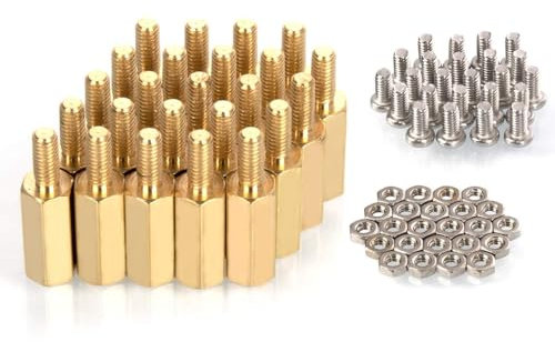MMOBIEL M2.5 Abstandshalter für Raspberry Pi - Sechskant/Messing/Abstandszylinder, Schrauben, Muttern für Minicomputer-Leiterplatten - 11 mm Gehäuse und 6 mm Schraube - Inkl. Schraubendreher