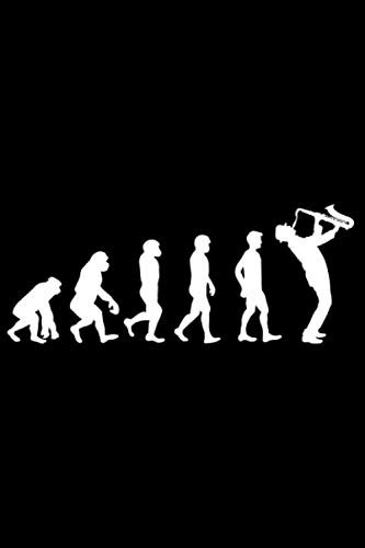 Evolution Saxophon Geschenkidee für Saxophonspieler: DIN A5 Doted Gepunktet 120 Seiten / 60 Blätter Notizbuch Notizheft Notiz-Block Jazz Musik Motive Saxophon Spieler Geschenk