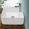 ECD Germany Design Waschbecken Waschtisch 480 x 380 x 140 mm aus Keramik Weiß - Aufsatzbecken Aufsatzwaschbecken Handwaschbecken Aufsatzwaschtisch Spülbecken Wasserfall Waschschale Waschschüssel