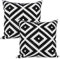 Poluka Lot de 2 housses de coussin décoratives brodées à motif géométrique simple noir et blanc pour décoration de vacances, maison, chambre à coucher, voiture, canapé - 45,7 x 45,7 cm