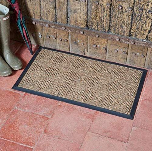 Garden Mile Coir Door Mat Heavy Duty Floor Mat - Non Slip Indoor Outdoor - Doormats Shoe Scraper - Removes Grass & Dirt for Front Door, Patio & Entrance (Chestnut Mat)