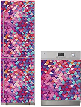 Oedim Vinyl Pack for Refrigerator + Vinyl for Dishwasher Geometric Colours, Strong and Economical Adhesive Sticker, Elegant Design