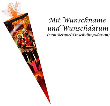 Schultüte mit Gravur / Zuckertüte / 85cm / eckig / Feuerwehr - Firefighter