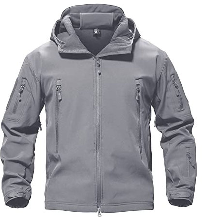 MAGCOMSEN Waterproof Jackets Mens Winter Military Hooded Jacket for Men Windbreakers Softshell Jacket Men Tactical Combat Jackets and Coats for Men Skiing Snowboard Full Zip