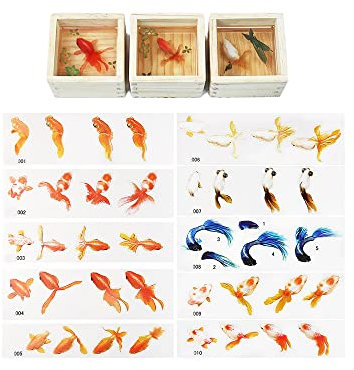Tuzsocr 10 Blatt 3D-Fisch-Aufkleber, Kunstharz, Koi-Fisch, Malerei, Sticker, DIY-Fischform, Koi-Teich, dekorativer Goldfisch-Aufkleber, transparente Harzdekorationsaufkleber, für