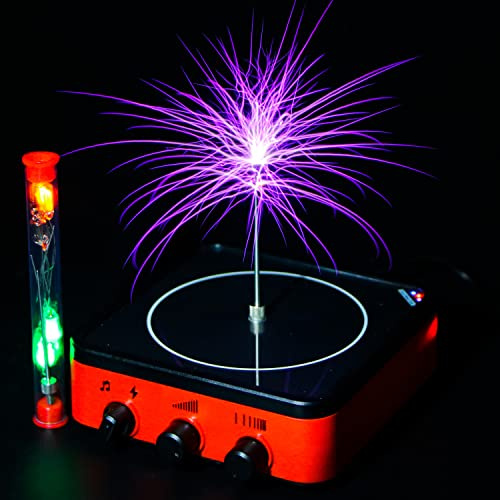 Vastarry Mini Tesla Spule Music Tesla Coil Blitzmodell Electric Power Wireless Transmission Model Science Experiment Tool (Schwarzer Rand)