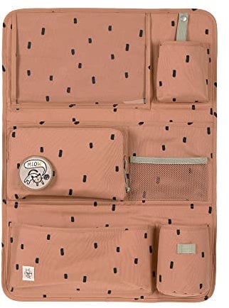 LÄSSIG Autoorganizer Autorücksitzorganizer Rücksitztasche für Auto zum Hängen zusammenklappbar/Car Wrap-to-Go Happy Prints Karamell