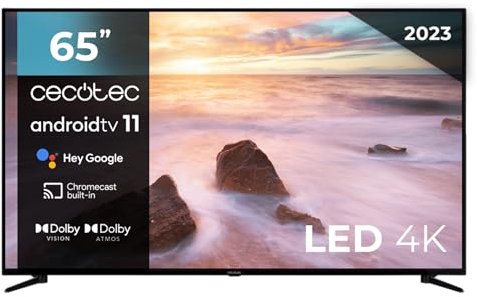Cecotec TV LED 65 Smart TV A2 Series ALU20065S. 4K UHD, Android 11, Frameless, MEMC, Dolby Vision, Dolby Atmos, HDR10, 2 Haut-parleurs 10W, 2023