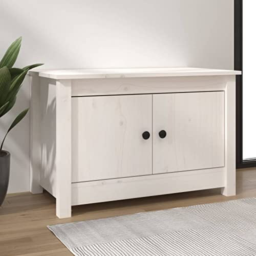 FIRBNUS Schuhschrank Weiß 70x38x45,5 cm Massivholz Kiefer Schuhaufbewahrung Schuhorganizer Schuhschrank Holz Shoe Rack Holzschrank Stauraum Schrank für Eingang Flur Praktische & Elegante
