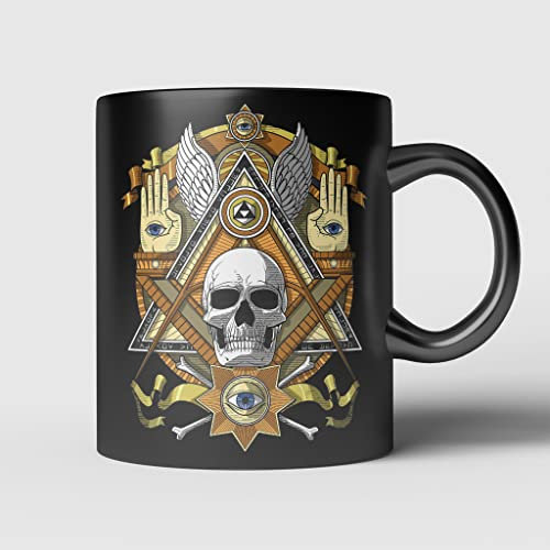 934 Kaffee-Becher Neuheit Keramik Kaffeetassen Einzigartig Geschenktasse 330Ml Freimaurerschädel, Illuminaten, Freimaurer, Esoterik, Freimaurerei, Freimaurerverschwörung, Freimaurer