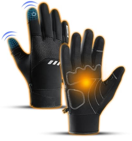 Vilico Winterhandschuhe Herren Warm Touchscreen Wasserfest Winddicht Fahrradhandschuhe Damen Thermo für Laufen Fahren Skifahren Golf Motorrad