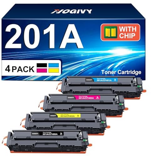 NOGIVY 201A 201X CF400A Toner mit Chip Kompatibel für HP 201A 201X CF400A CF400X Toner für HP Color Laserjet Pro MFP M277dw M252dw M277 M274n M252n M252 M277c6 (Schwarz Cyan Gelb Magenta, 4er-Pack)