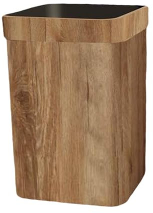 Baoblaze Trash Can Garbage Container Bin Decorative Wood Grain Paper Basket Wastebasket Waste Bin for Office Laundry Indoor Craft Room, 24.5x28cm
