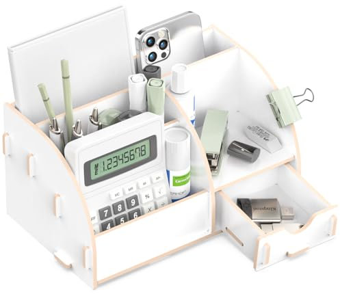 Lesfit Schreibtisch Organizer Holz, Büro Organizer Weiß