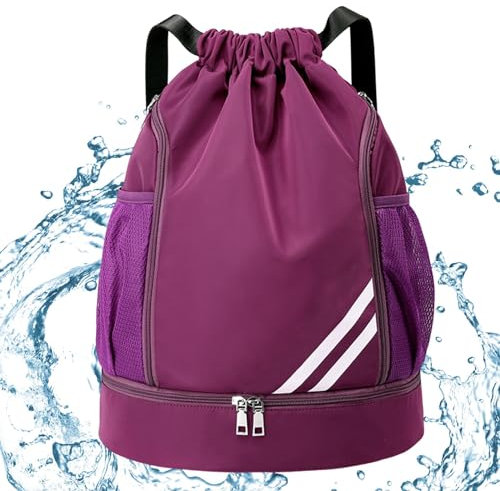 Turnbeutel Mode Sport Rucksäcke - Große Kapazität Wasserdicht Sportbeutel Mit Kordelzug Und Schuhfach - Gymsack Außentasche Sporttasche Für Damen Herren Kinder Zur Sport Und Reisen (Lila)