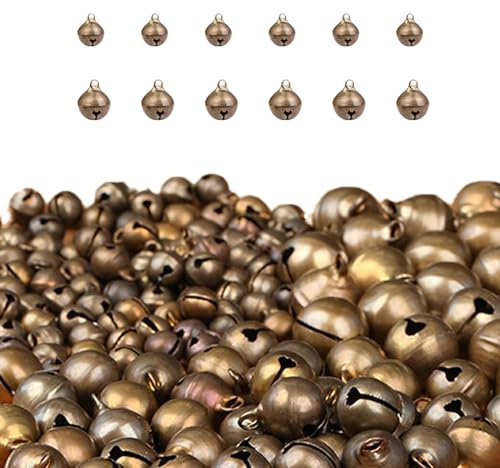 Bustlwor 200 Stück Vintage Glöckchen in Bronze, Glöckchen zum Basteln, Kleine Glöckchen,Geeignet für Kunsthandwerk, Schmuck, Weihnachtsdekorationen, Haustierglocken(6mm,12mm)