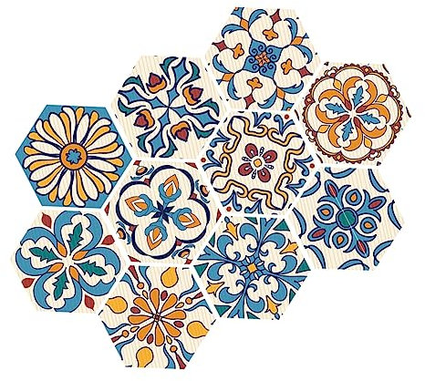 HEMOTON 10pezzi Piastrelle Adesive Esagonali Antiscivolo Per Bagno Cucina Adesivo Da Pavimento Da Usare