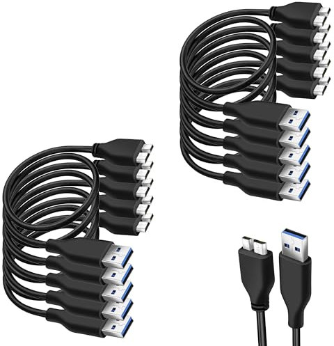 SaiTech IT High Speed Short USB 3.0 Cable A to Micro B for Portable External Hard Drives (SaiTech IT-014) (10 Pack)