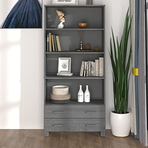 ShCuShan Aparador HAMAR Madera de Pino Maciza Gris Oscuro Mueble Cocina almacenaje Mueble Auxiliar de Cocina Muebles de Comedor - 3100936