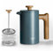 POLIVIAR Cafetiere 4 Cup, French Press Coffee Maker with Wood Handle, Double Walled Insulated Cafetiere &1 Extra Filter, Insulated 600ml French Press for Coffee & Tea, Includes 1 Extra Filter