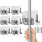M JINGMEI Mop Holder Wall Mounted, 6Pcs Stainless Steel Self Adhesive Mop Broom Holder with Hooks Hanger Self-Adhesive Broom Holder for Office, Closet, Garden Garage, Bathroom, Kitchen (Silver)