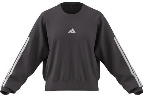 adidas Damen Essentials 3-Stripes French Terry Sweatshirt, Grey strata/White, XXL