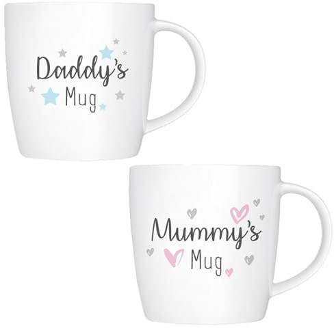 Hugs and Kisses Gift Boxed 'New Parent' Bone China 12oz Mummy's Daddy's Mug Set Mum Dad Gift Baby Shower